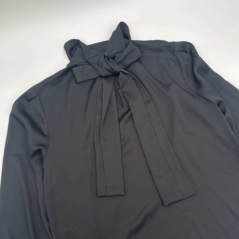 Ann Taylor Elegant Black Bow-Tie Blouse - Picture 4 of 10